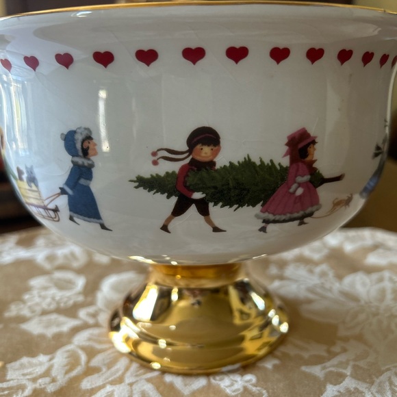 Vintage Charles Wysocki Ceramic Pedestal Bowl or Planter Christmas Love 2000 - Picture 2 of 6